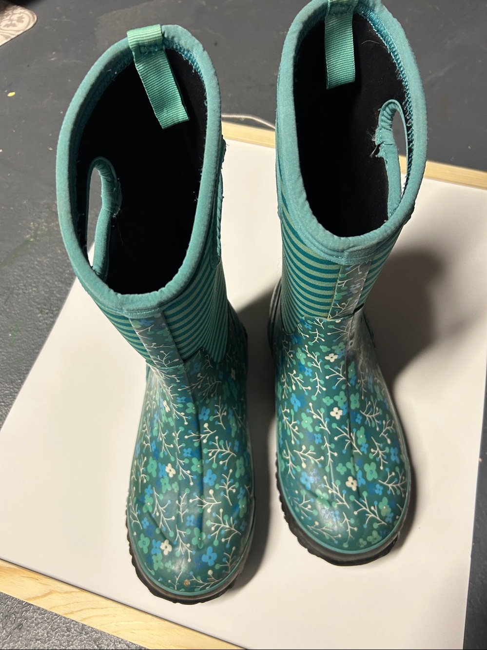 Bogs Teal Floral Rain Boots